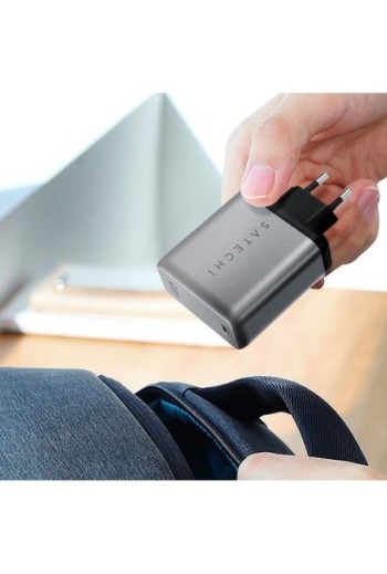 Caricatore GaN Satechi 100W Power Delivery USB-C per computer e smartphone Grigio siderale