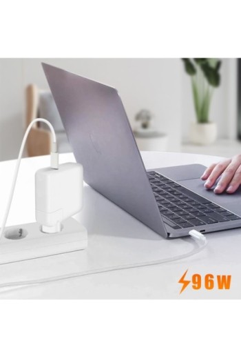 Caricabatterie USB-C Power Delivery 96W con cavo da 2 metri per MacBook LinQ - bianco
