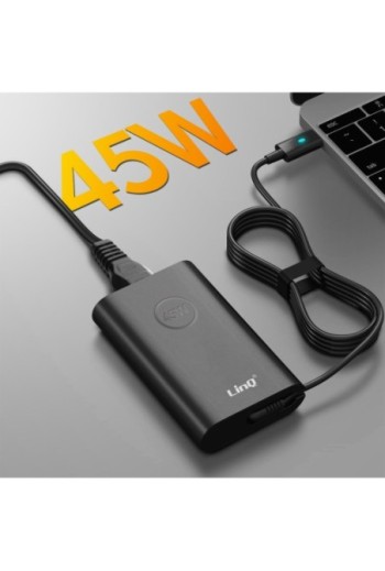 Caricabatterie per computer portatili con connettore USB-C e cavo Power Delivery 45W LinQ - nero