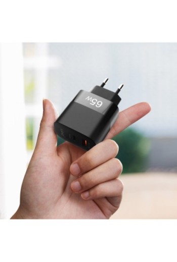 Caricabatterie da 65W porta USB Quick Charge 3.0 + porta USB-C Power Delivery LinQ - nero