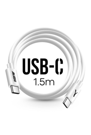 Caricabatterie 130W 2x porte USB-C + 1x porta USB con cavo da USB a USB-C 100W Akashi - bianco