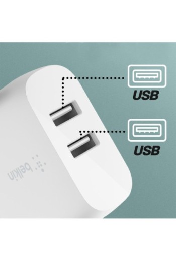 Caricatore da Parete Doppio USB 24W Ricarica Rapida Belkin Boost Charge - Bianco