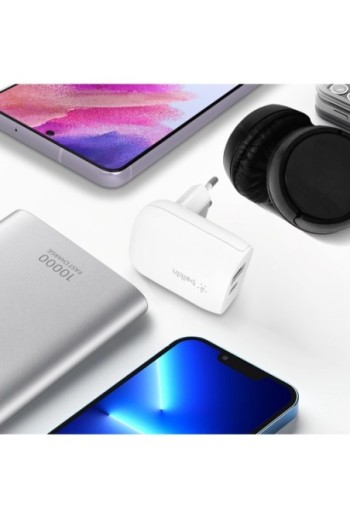 Caricatore da Parete a Doppia Porta 37W USB-C 3.0 PPS (25W) + USB (12W) Ricarica Rapida Belkin - Bianco