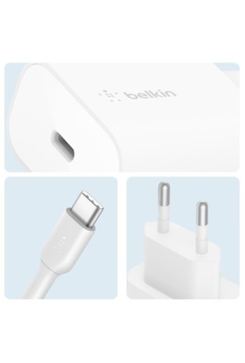 Caricabatterie USB-C Power Delivery 3.0 25W PPS con cavo USB-C Belkin - bianco