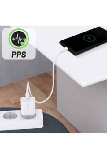 Caricabatterie USB-C Power Delivery 3.0 25W PPS con cavo USB-C Belkin - bianco
