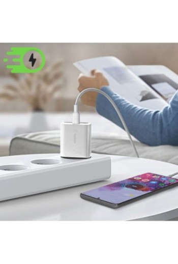 Caricabatterie USB-C Power Delivery 3.0 25W PPS con cavo USB-C Belkin - bianco