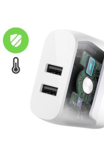 Caricabatterie Doppio USB 24W con Cavo da USB a USB-C Belkin Boost Charge - Bianco