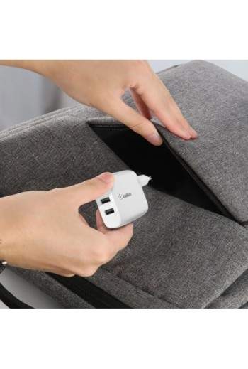 Caricabatterie Doppio USB 24W con Cavo da USB a USB-C Belkin Boost Charge - Bianco