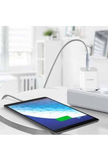 Caricabatterie da parete USB-C Cavo Lightning da 18 W da 1 m per iPhone e iPad iHower - bianco