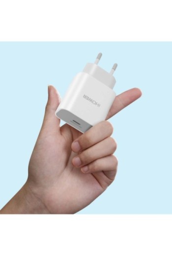 Caricabatterie da parete USB-C Cavo Lightning da 18 W da 1 m per iPhone e iPad iHower - bianco