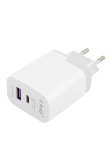 Caricabatterie 1 USB + 1 USB-C ricarica veloce Quick Charge 3.0 + Power Delivery LinQ - bianco