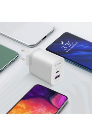 Caricabatterie 1 USB + 1 USB-C ricarica veloce Quick Charge 3.0 + Power Delivery LinQ - bianco