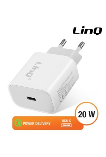Caricabatterie USB-C Power Delivery 20W a ricarica rapida LinQ - bianco