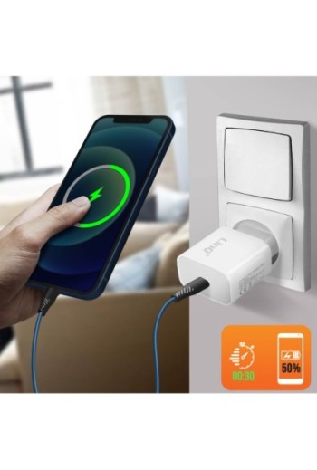 Caricabatterie USB-C Power Delivery 20W a ricarica rapida LinQ - bianco