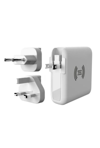 Caricatore da viaggio / powerbank e caricatore QI 3 in 1 Akashi - bianco