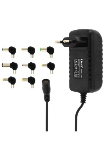 Caricabatterie da parete universale da 36 W con 8 punte fino a 12 V - Nero