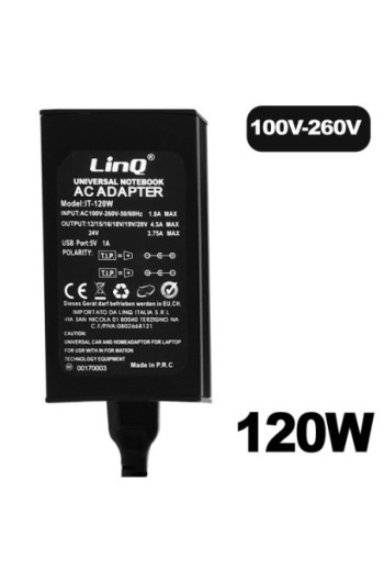 Caricabatterie da parete universale 120W con 8 punte da 12 a 24V LinQ - Nero