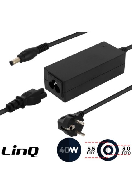 Caricatore per computer portatili 40W 19V 2 1A punta 5.5*3.0 mm LinQ - nero p. Samsung