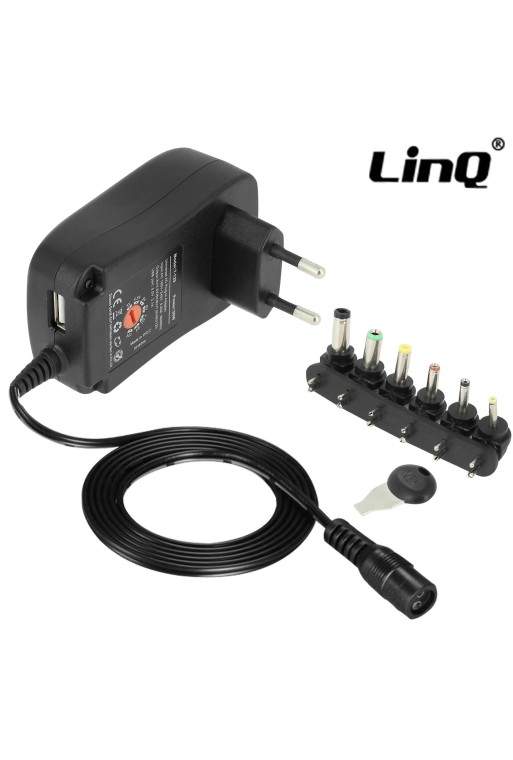 Caricabatterie a muro Universale 30W con 6 estremità da 3 a 12V - Nero per PC portatili