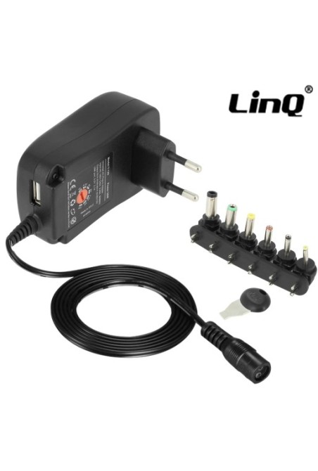 Caricabatterie a muro Universale 30W con 6 estremità da 3 a 12V - Nero per PC portatili