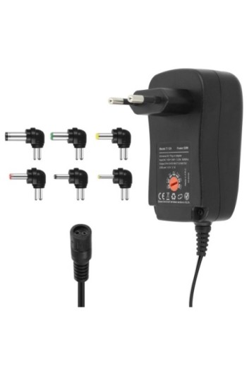 Caricabatterie a muro Universale 30W con 6 estremità da 3 a 12V - Nero per PC portatili
