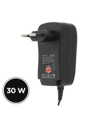 Caricabatterie a muro Universale 30W con 6 estremità da 3 a 12V - Nero per PC portatili