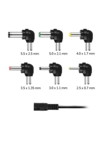 Caricabatterie a muro Universale 30W con 6 estremità da 3 a 12V - Nero per PC portatili