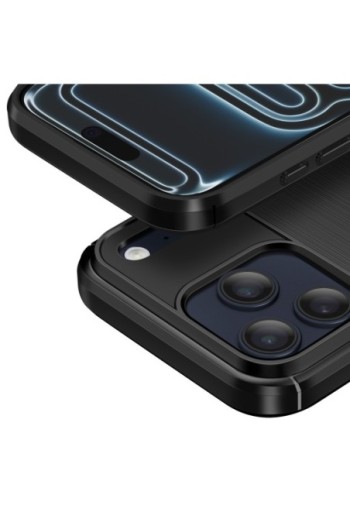 Cover Carbonio Silicone Flessibile antiurto p. iPhone 17 Pro Max - Nera