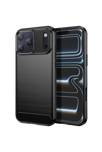 Cover Carbonio Silicone Flessibile antiurto p. iPhone 17 Pro Max - Nera