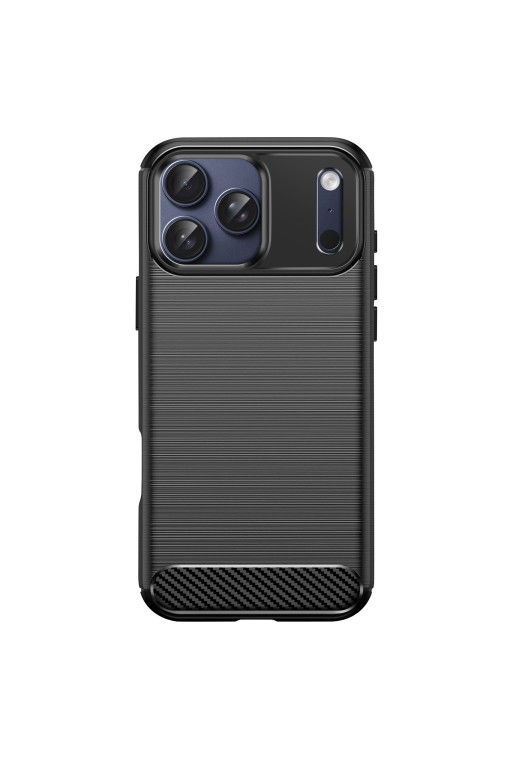 Cover Carbonio Silicone Flessibile antiurto p. iPhone 17 Pro - Nera