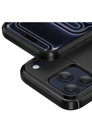 Cover Carbonio Silicone Flessibile antiurto p. iPhone 17 Pro - Nera