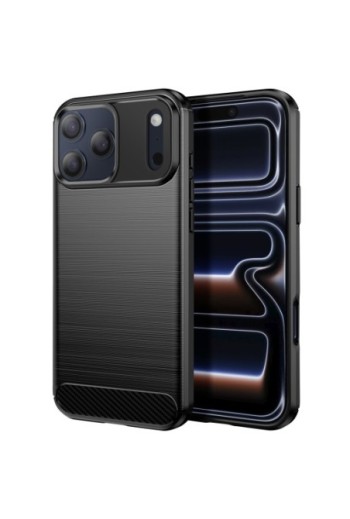 Cover Carbonio Silicone Flessibile antiurto p. iPhone 17 Pro - Nera