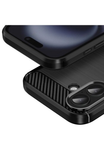 Cover Carbonio Silicone Flessibile antiurto p. iPhone 17 - Nera