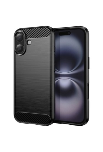 Cover Carbonio Silicone Flessibile antiurto p. iPhone 17 - Nera