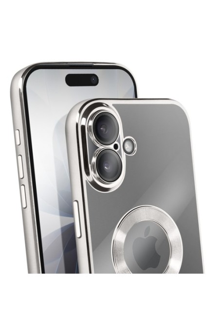 Cover in Silicone per iPhone 17 con Protezione Fotocamera - Trasparente Bordo Cromato Argento