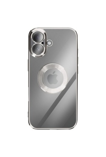 Cover in Silicone per iPhone 17 con Protezione Fotocamera - Trasparente Bordo Cromato Argento