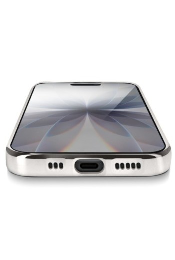 Cover in Silicone per iPhone 17 con Protezione Fotocamera - Trasparente Bordo Cromato Argento