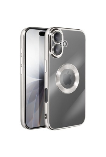 Cover in Silicone per iPhone 17 con Protezione Fotocamera - Trasparente Bordo Cromato Argento