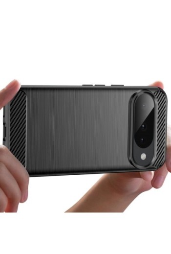 Cover in silicone morbido antiurto in carbonio per Google Pixel 10 e 10 Pro - Nero