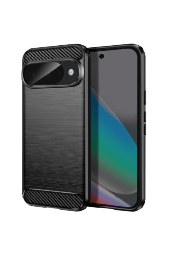 Cover in silicone morbido antiurto in carbonio per Google Pixel 10 e 10 Pro - Nero