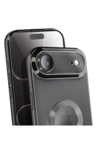 Cover in silicone per iPhone Air con fotocamera protetta - Trasparente Bordo Cromato Nero