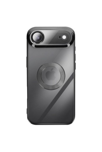 Cover in silicone per iPhone Air con fotocamera protetta - Trasparente Bordo Cromato Nero