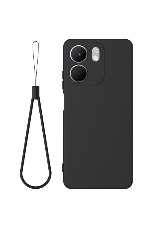 Custodia in silicone Oppo A5x Soft-Touch con cinturino - nero intenso