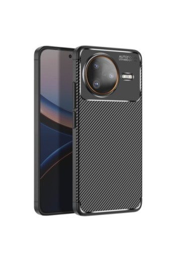 Cover effetto fibra di carbonio per Xiaomi Poco F7 Ultra e Poco F7 Pro - Nero