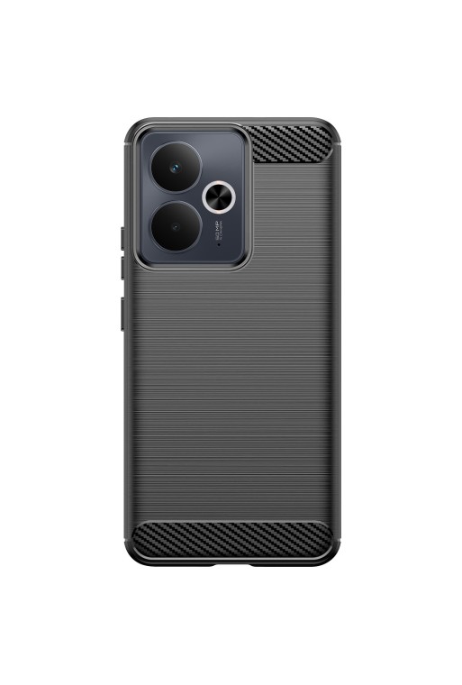 Custodia in silicone Realme 14T Carbonio con texture spazzolata - Nero