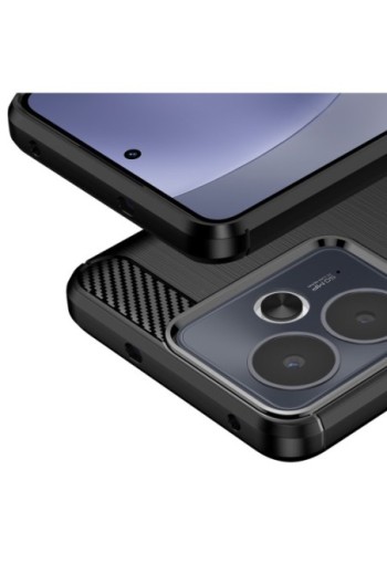 Custodia in silicone Realme 14T Carbonio con texture spazzolata - Nero