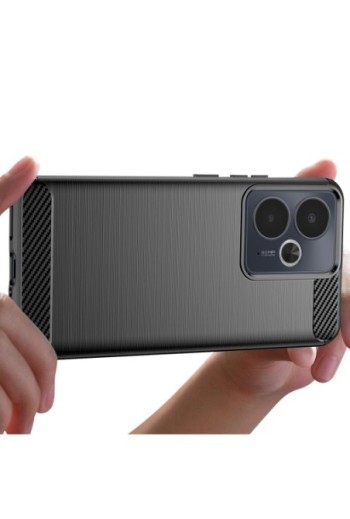 Custodia in silicone Realme 14T Carbonio con texture spazzolata - Nero