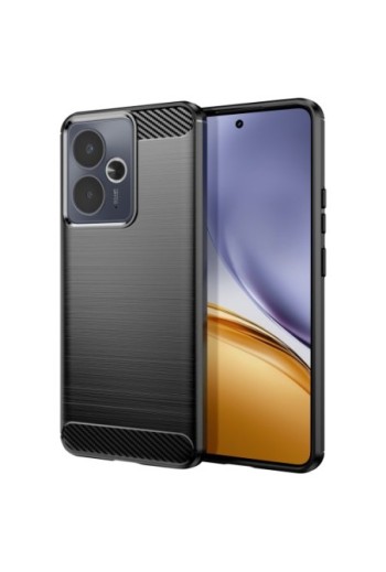 Custodia in silicone Realme 14T Carbonio con texture spazzolata - Nero