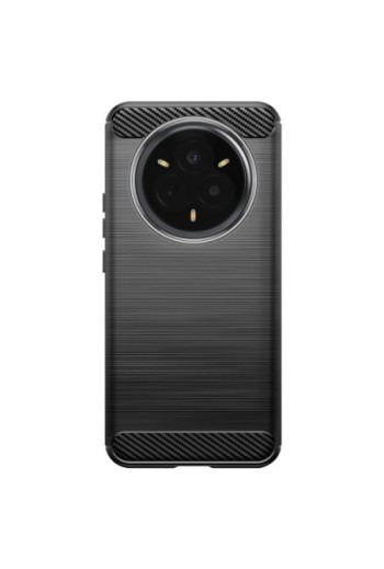 Cover in carbonio Realme 14 Pro silicone effetto spazzolato – Nero