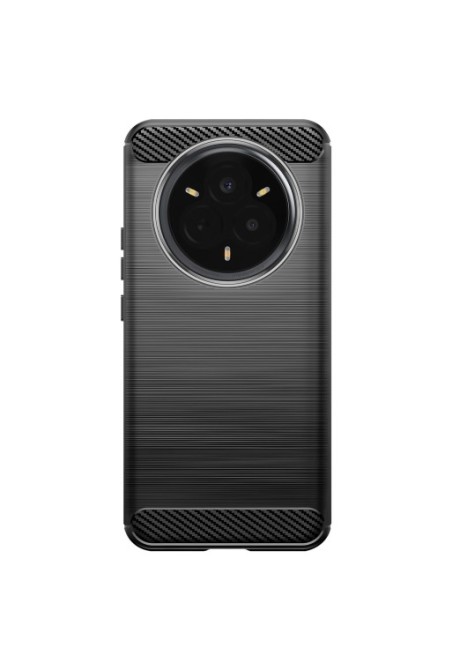 Cover in carbonio Realme 14 Pro silicone effetto spazzolato – Nero